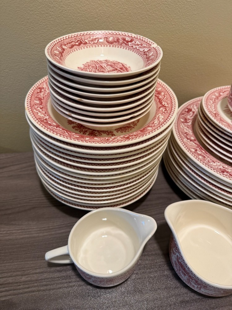 44 PIECE Pink Memory Lane China Set