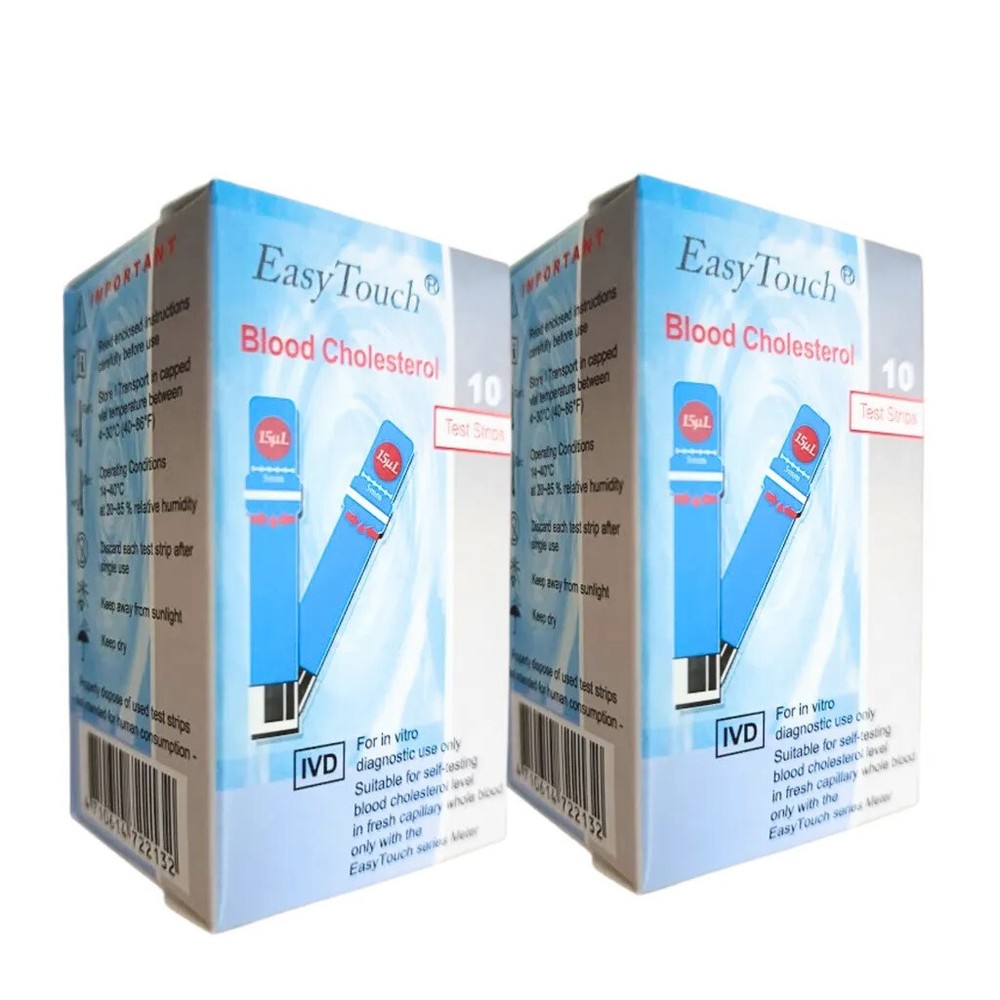 ORIGINAL Easy Touch Test Strips For Cholesterol Level Check - 10 Test Strips