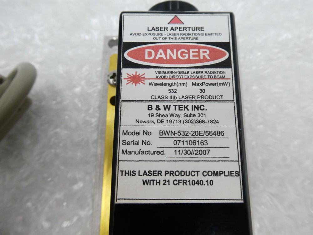 🍀 NEW DEMO! B&W TEK BWN-532-20E/56486 Diode Pumped Solid State NIR Laser Module