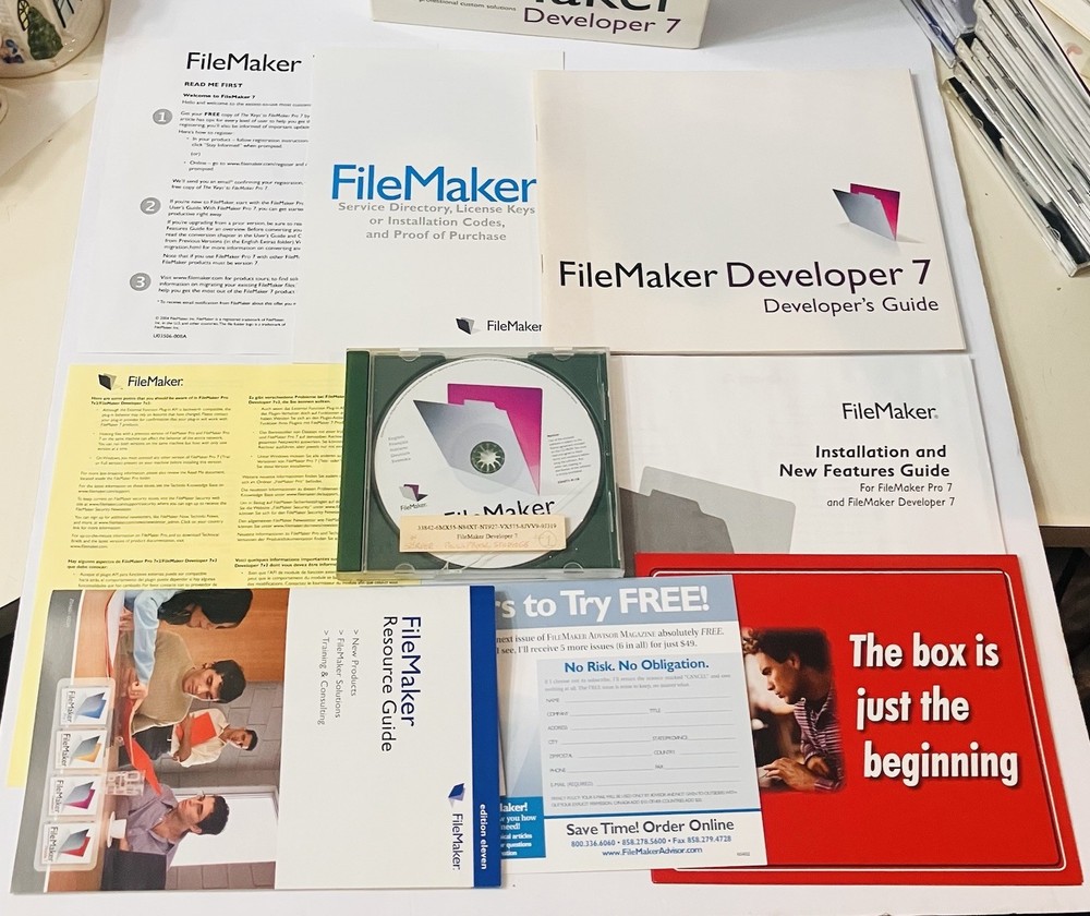 FileMaker Developer 7 Complete Box Mac PC CD Software w Manuals 2004