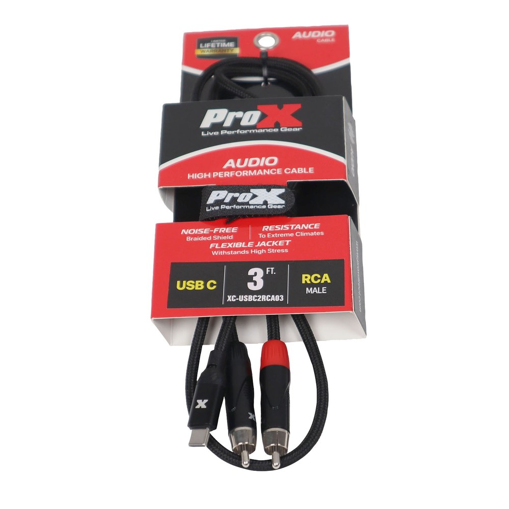 ProX XC-USBC2RCA03 3 FT USB-C to Dual RCA Audio Cable 2-Pack