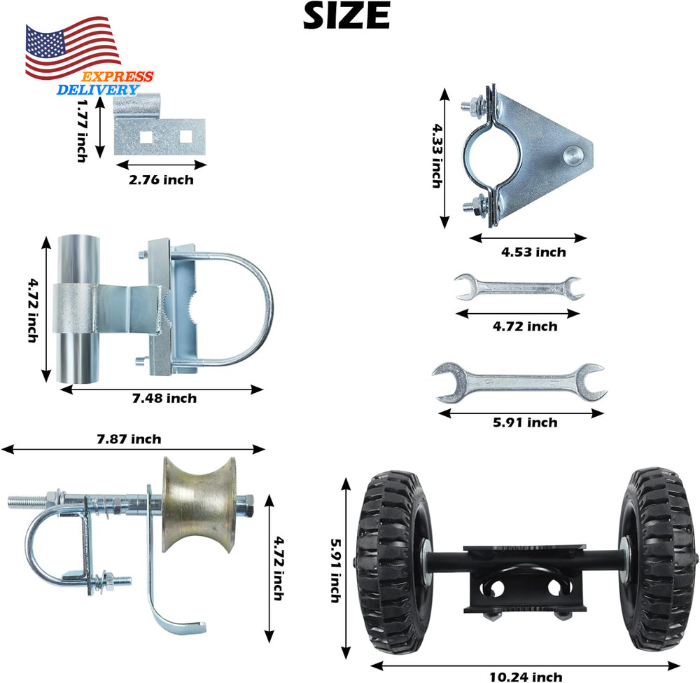 6" Wheels Rolling Gate Hardware Kit for Chain Link Gate Sliding Gate Hardware US