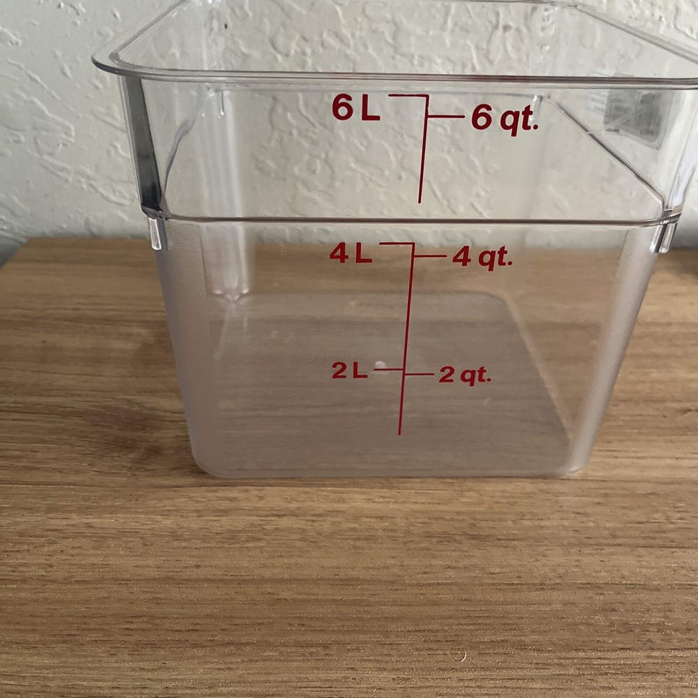 Square Food Container  6-Quart  Polycarbonate  Clear  NSF (only container) NEW
