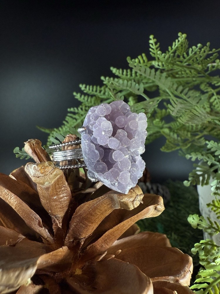 Grape Agate Ring Jewelry, Unique handmade crystal ring，Adjustable Ring