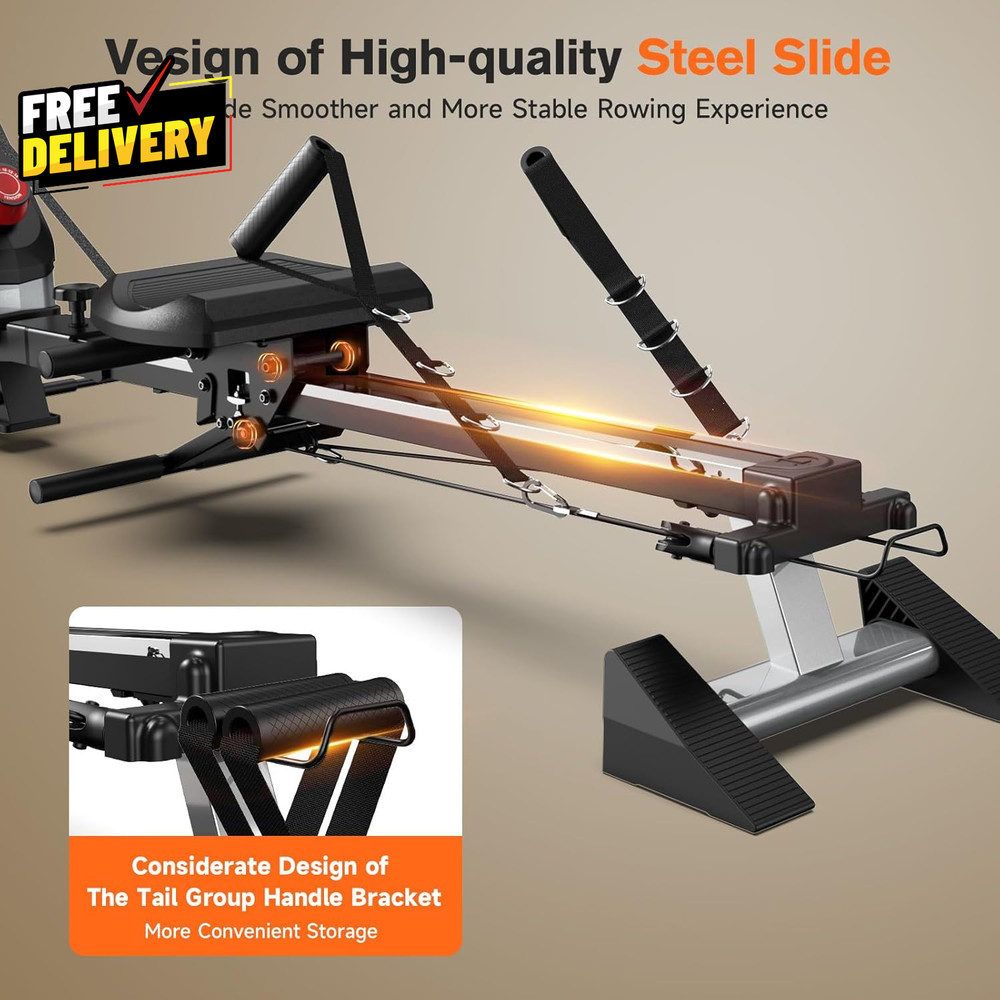 Magnetic Rowing Machine 360 LB Weight Capacity Folding Rower with Combination...