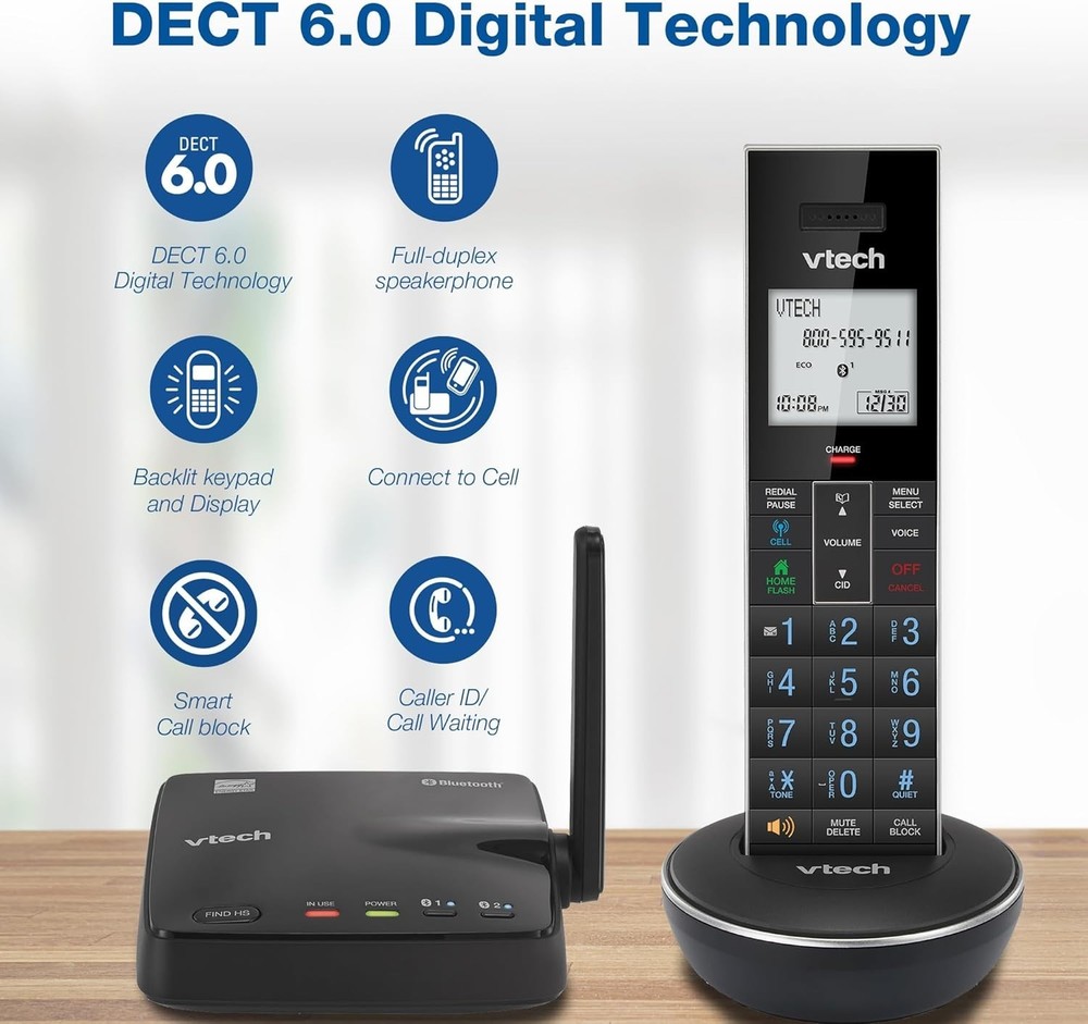 VTech LS6331 Cordless Phone DECT 6.0 Bluetooth Connect-to-Cell Smart Call Block