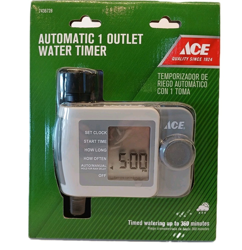 Automatic Water Timer, 1 Outlet by Ace, Interval Programming, Manual Bypass NIB