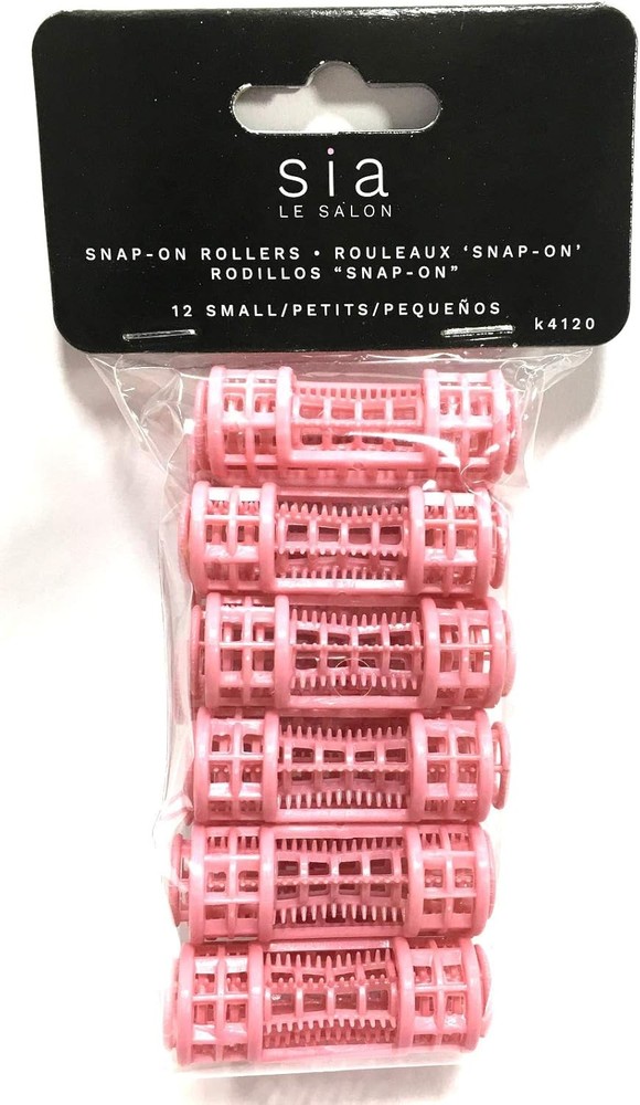 12pc Small Mini Tiny Snap On (Clip-On) Hair Rollers PINK