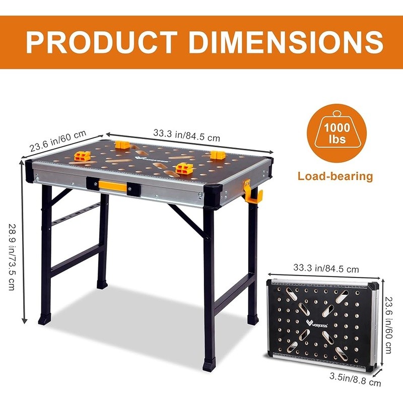 Heavy Duty Folding Workbench Modular Design W/ Clamps Toolboxes & Stability New