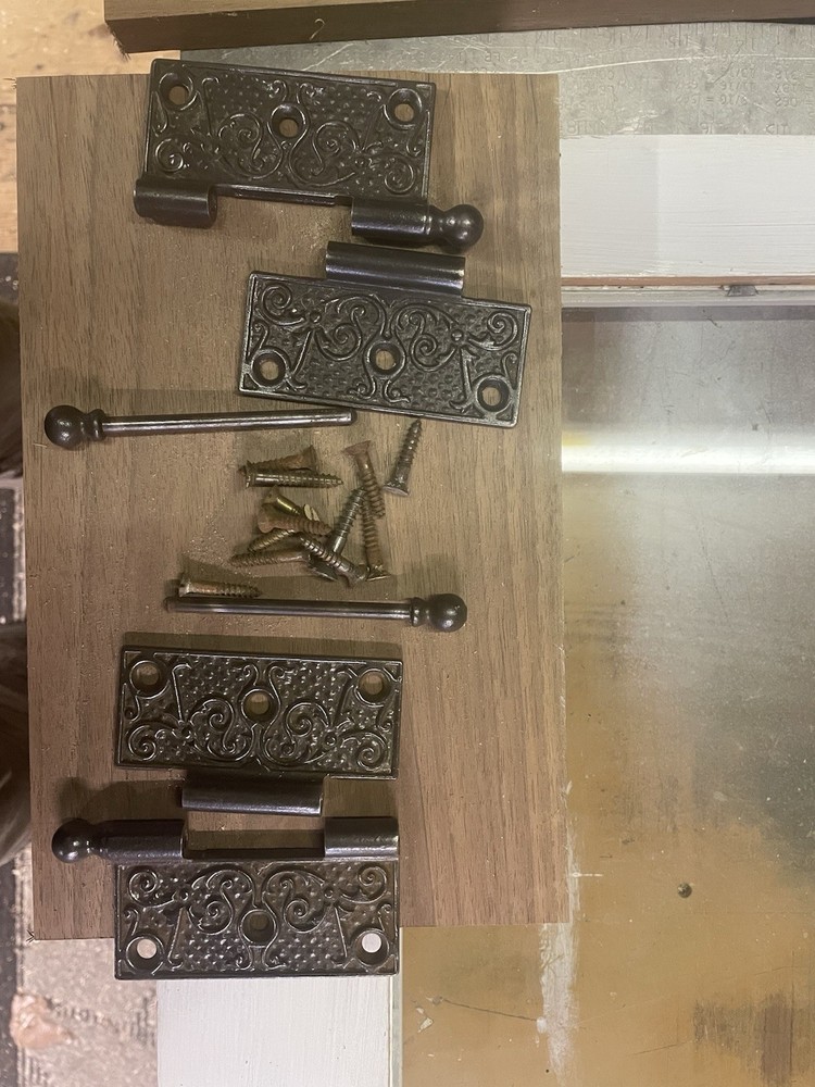 Embossed Cast Iron Butt Hinges c1905