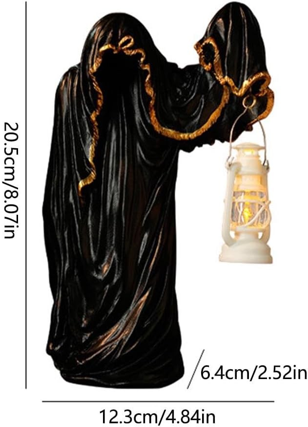 Halloween Cracker Barrel Ghost Witch Messenger w/ Lantern Ghost Statue Ornament