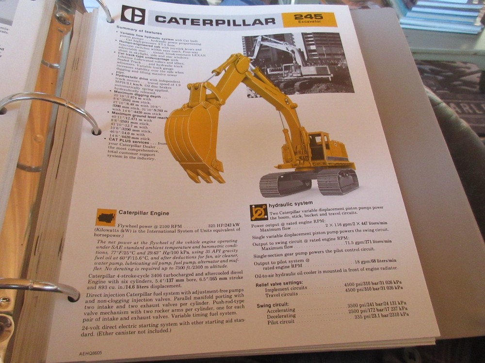 Caterpillar 245 Excavator Brochure 6 page
