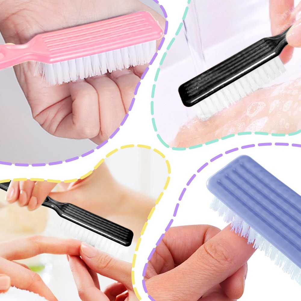 8 PCS Nail Brush for Cleaning Fingernails, Handle Grip Multi-colored