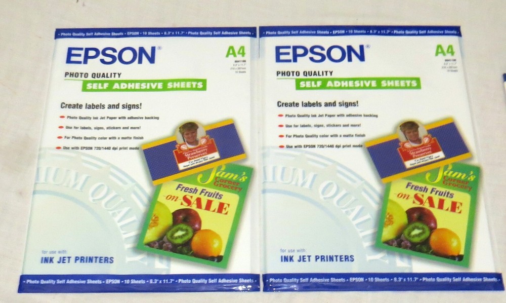 Epson Self Adhesive Sheets TWO x A4 10 Sheets S041106 NEW