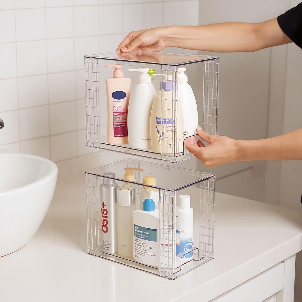 High Clear Stackable Storage Drawers(4 Pack), High-strength Plastic Organizer...
