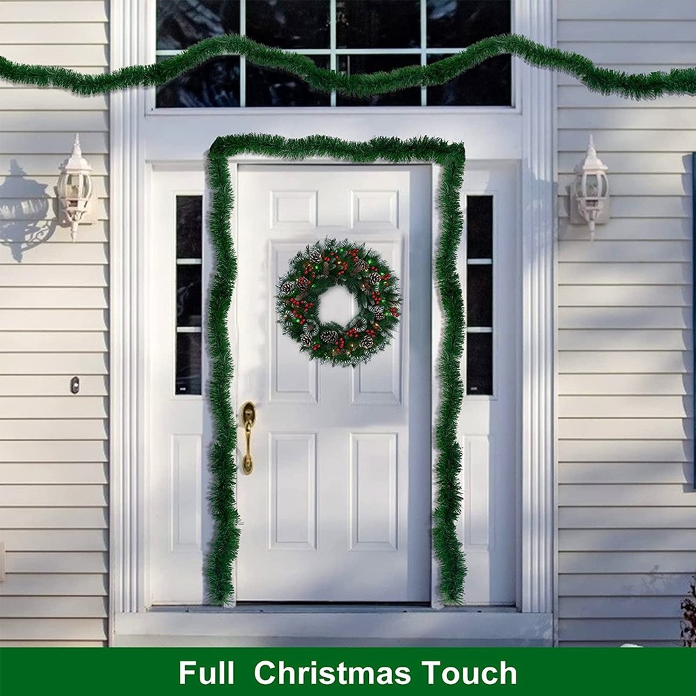 3 Pack Total 49.2 Ft Christmas Garland Decorations, 3Pack-49.2FT Total, Green