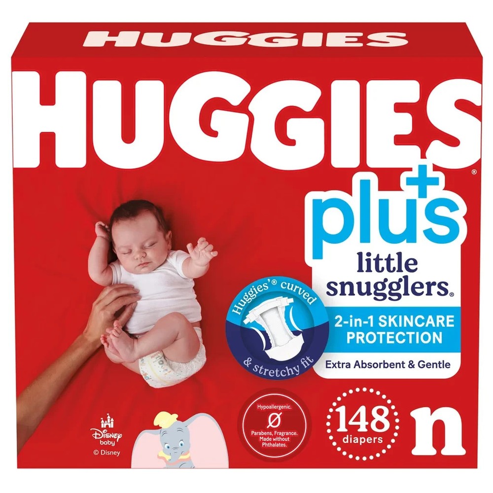 Huggies Plus Diapers Size Newborn 148 COUNT