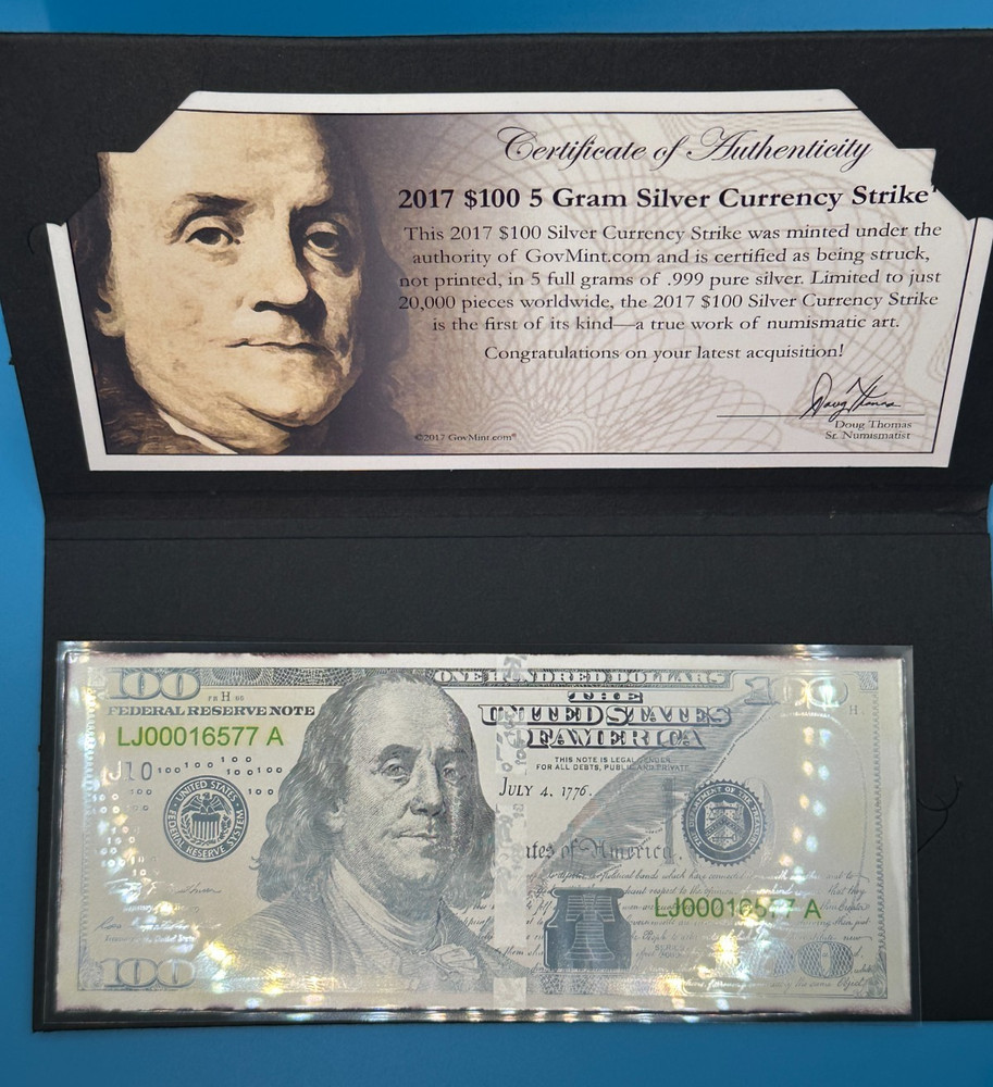 2017 $100 Silver Currency Strike – 5 Gram .999 Fine Silver