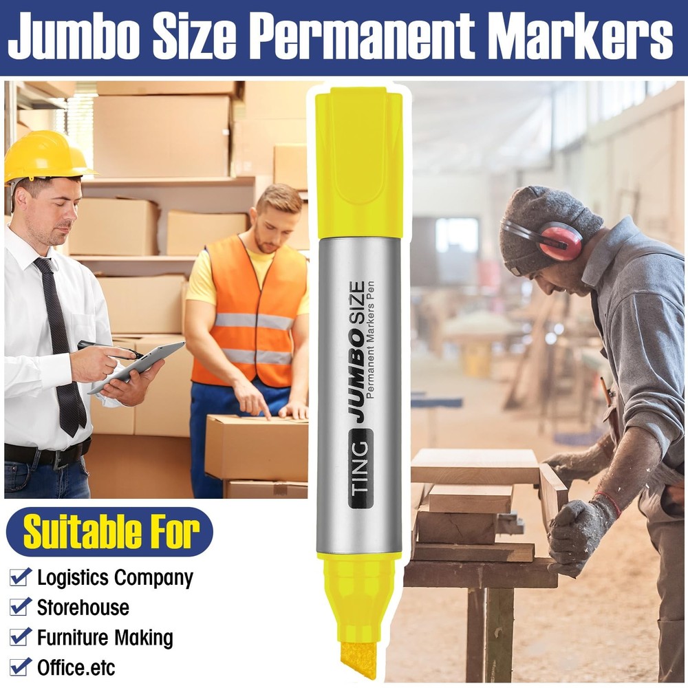 10 Pack Jumbo Permanent Markers Bulk Large Chisel Tip Permanent Markers Quick...
