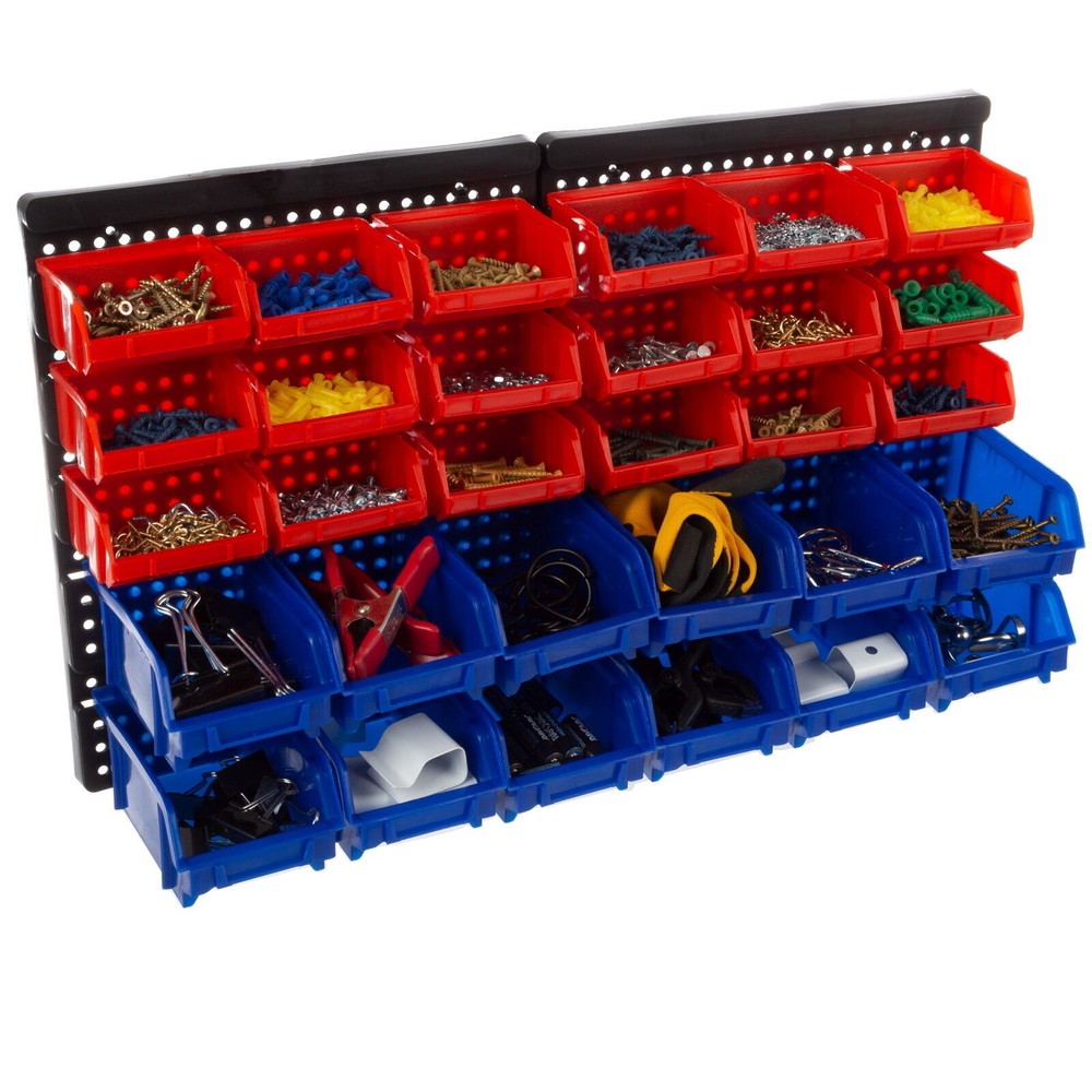 30-Compartment Wall-Mounted Garage Bins Craft Hardware StorageTool Box Organizer