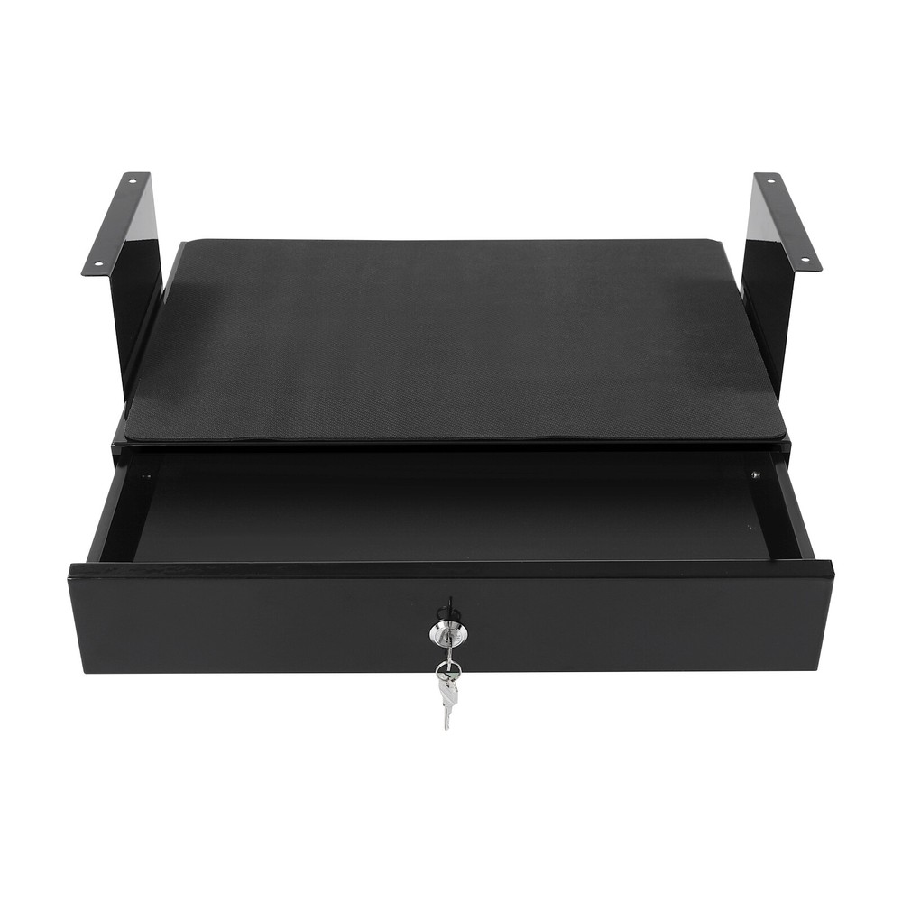 Sliding Pull-Out Under Desk Storage Drawer with Computer Pad for Organizing