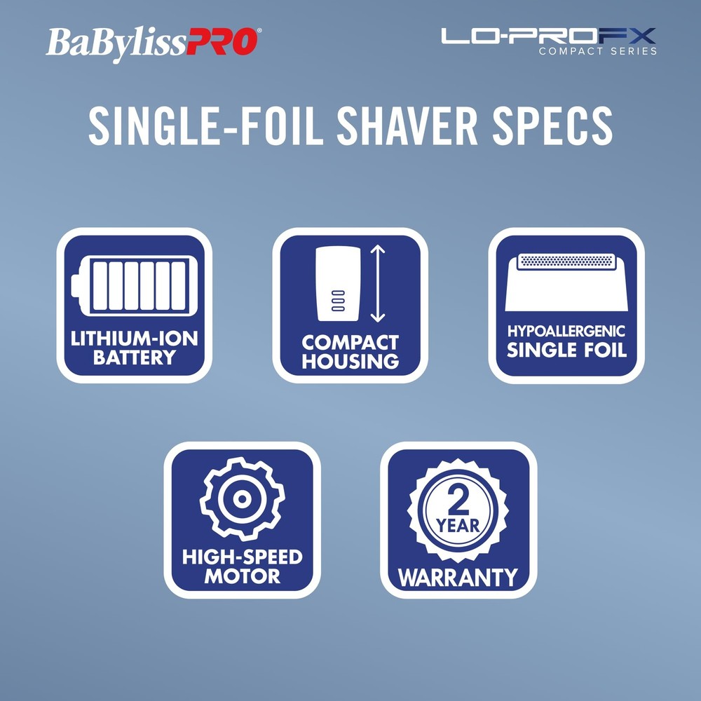BaBylissPRO High-Performance Compact LO-PROFX Single Foil Shaver