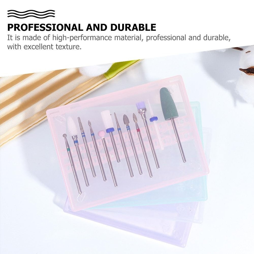 Nail Drill Bits Cases Nail Drill Manicure Case: 4pcs 14 Grids Nails Drill Bit...