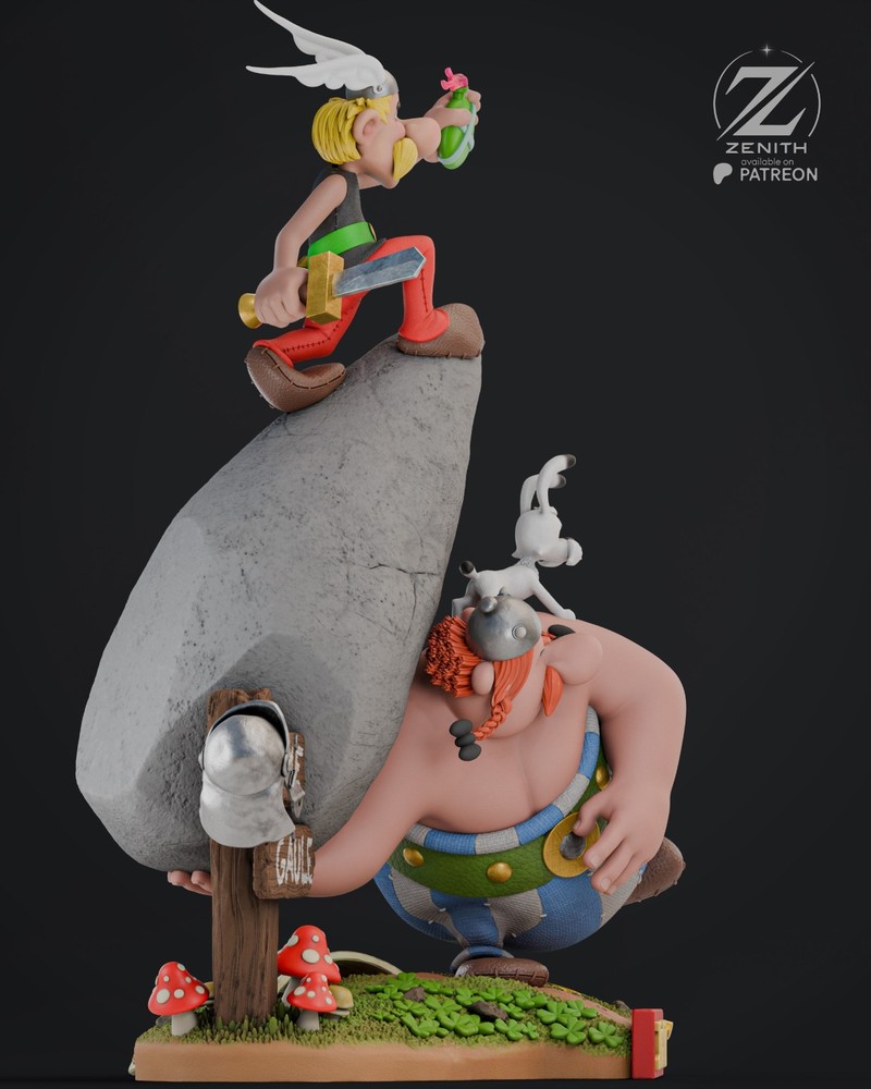 Asterix And Obelix Statue 3D Printed Kit Unpainted/Unassembled