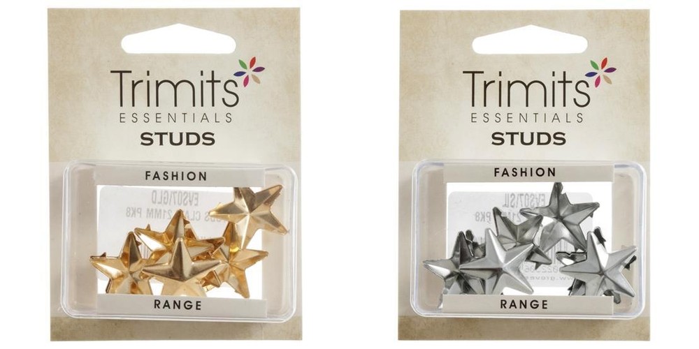 Trimits Assorted Colour Star Shaped Claw Studs Crafts Tools Equipment 21 mm