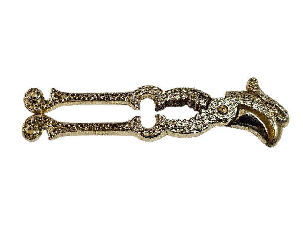 Figural Eagle Head Decorative Nut Cracker Bottle Opener Kitchen Tool Gold Tone