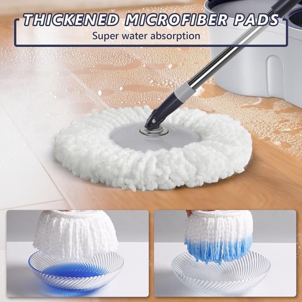 Spin Mop and Bucket Set, EasyWring Microfiber Spin Mop with 3 Mop Pads,Pedal ...