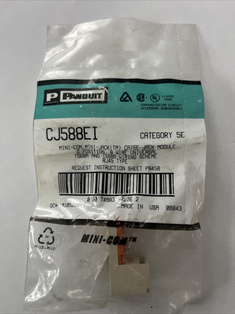 Panduit CJ588EI Mini Com Mini Jack Module 8 Position Universal