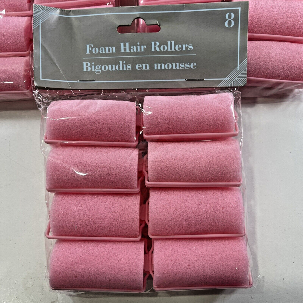 5X NEW SEALED 8 Pack Basic Solutions Pink 1" Foam Hair Rollers 40 Total