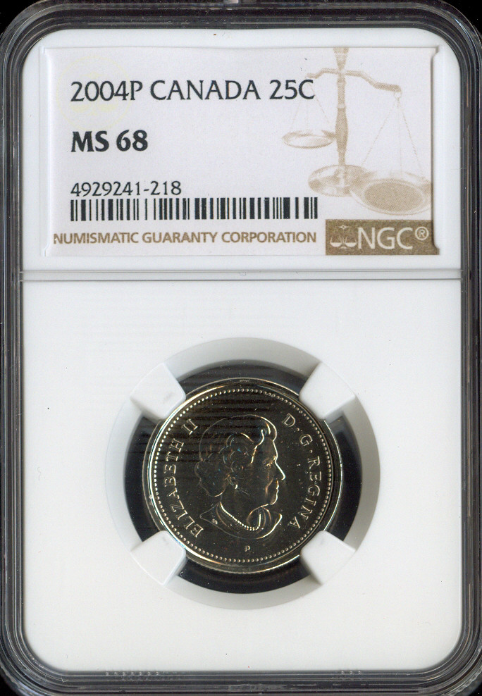 2004P Canada 25 Cents NGC MS68 Quality
