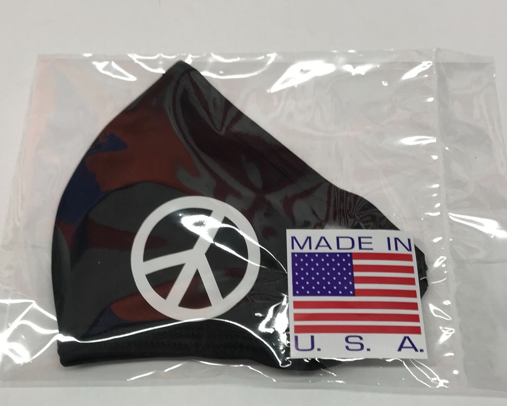 Face mask DRI-FIT 100% polyester, black color, peace customized, double layer