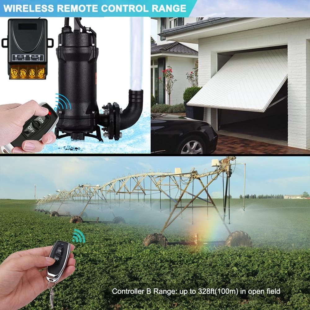 Wireless Remote Switch with 328 ft Long Range,DC 12V-72V/30A relay/328ft