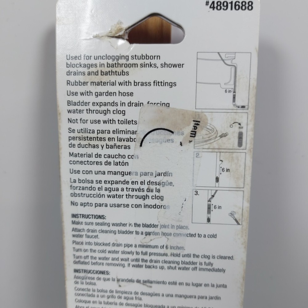 Kobalt Small Drain Bladder. 4891687 Open Package