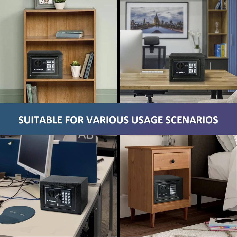 Fireproof Money Safe Box with Sensor Light Key & Passcode Lock Digital Keypad