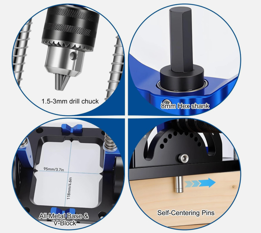 Upgraded Portable Drill Guide, Adjustable 0°to 60°Multi Angle Drill Guide for...