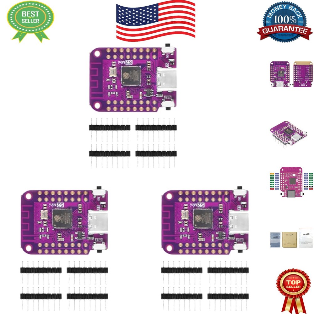 Versatile 3-Pack of S2 Mini WiFi Boards - 4MB Flash for Advanced Projects