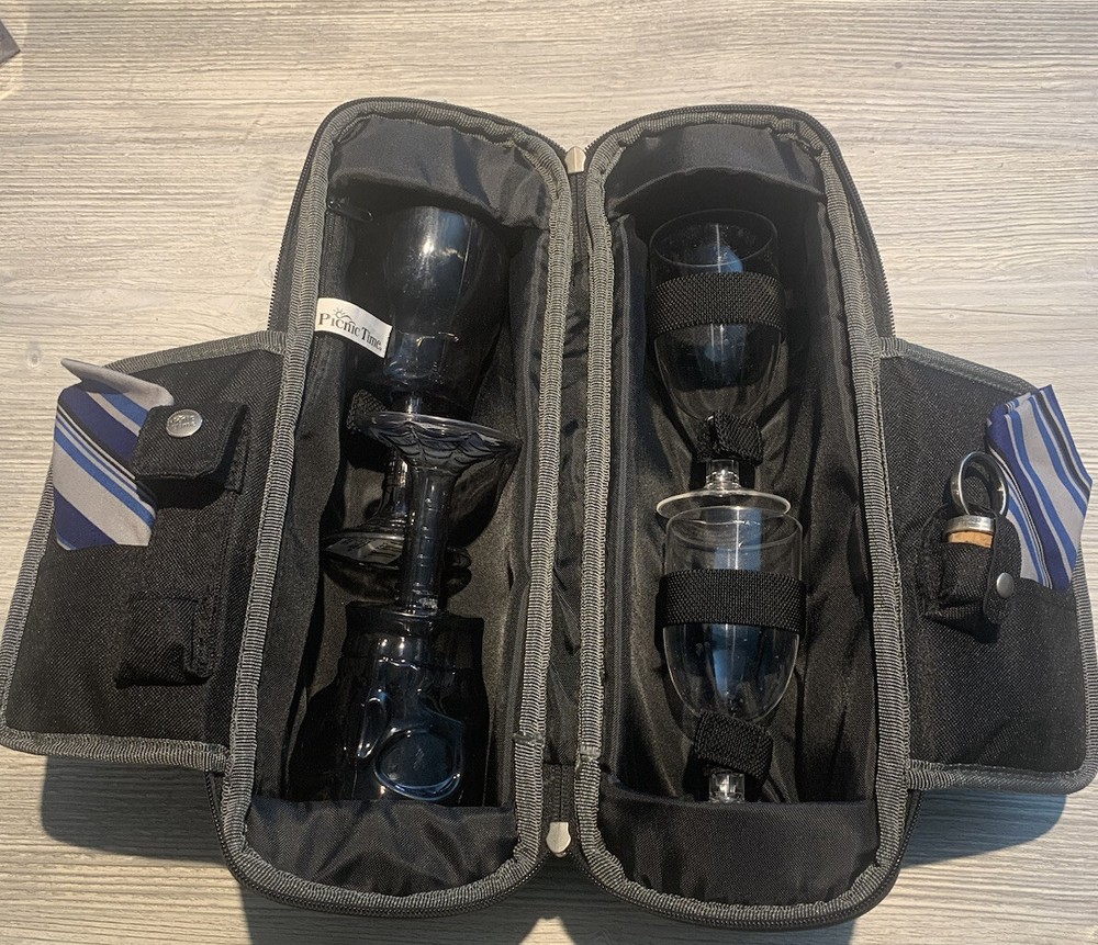 Picnic Time Wine Carrier Black