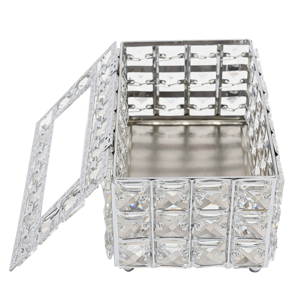 Crystal Rectangle Tissue Box Napkin Holder Rhinestone Tissue Storage Case W/ Lid