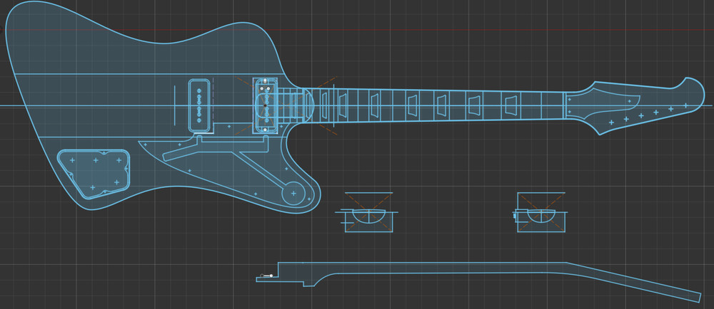Firebird Studio 24.75" Scale Full Template Set 0.50" MDF
