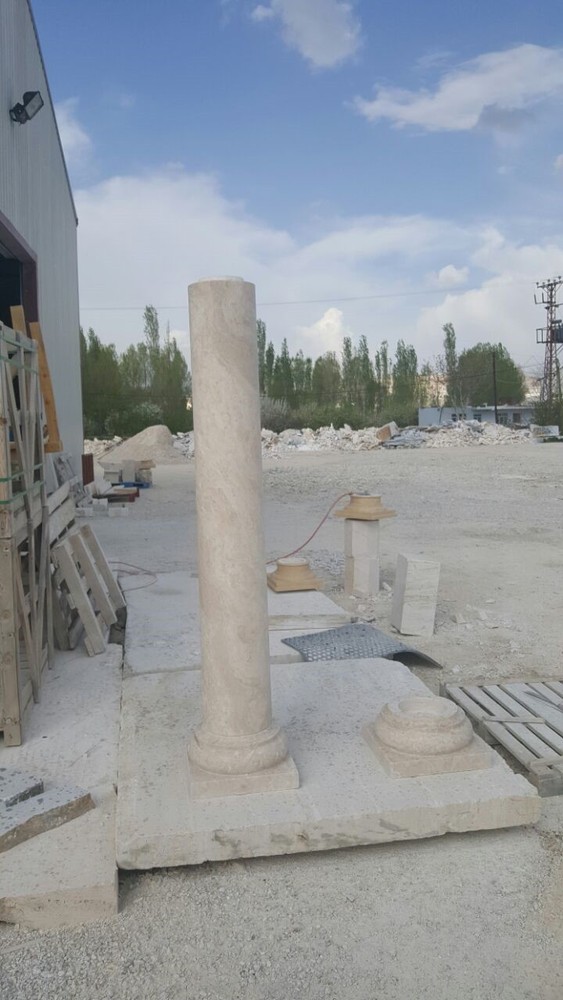 EIGHT (8) MAGNIFICENT TUSCAN-STYLE SOLID TRAVERTINE COLUMNS 