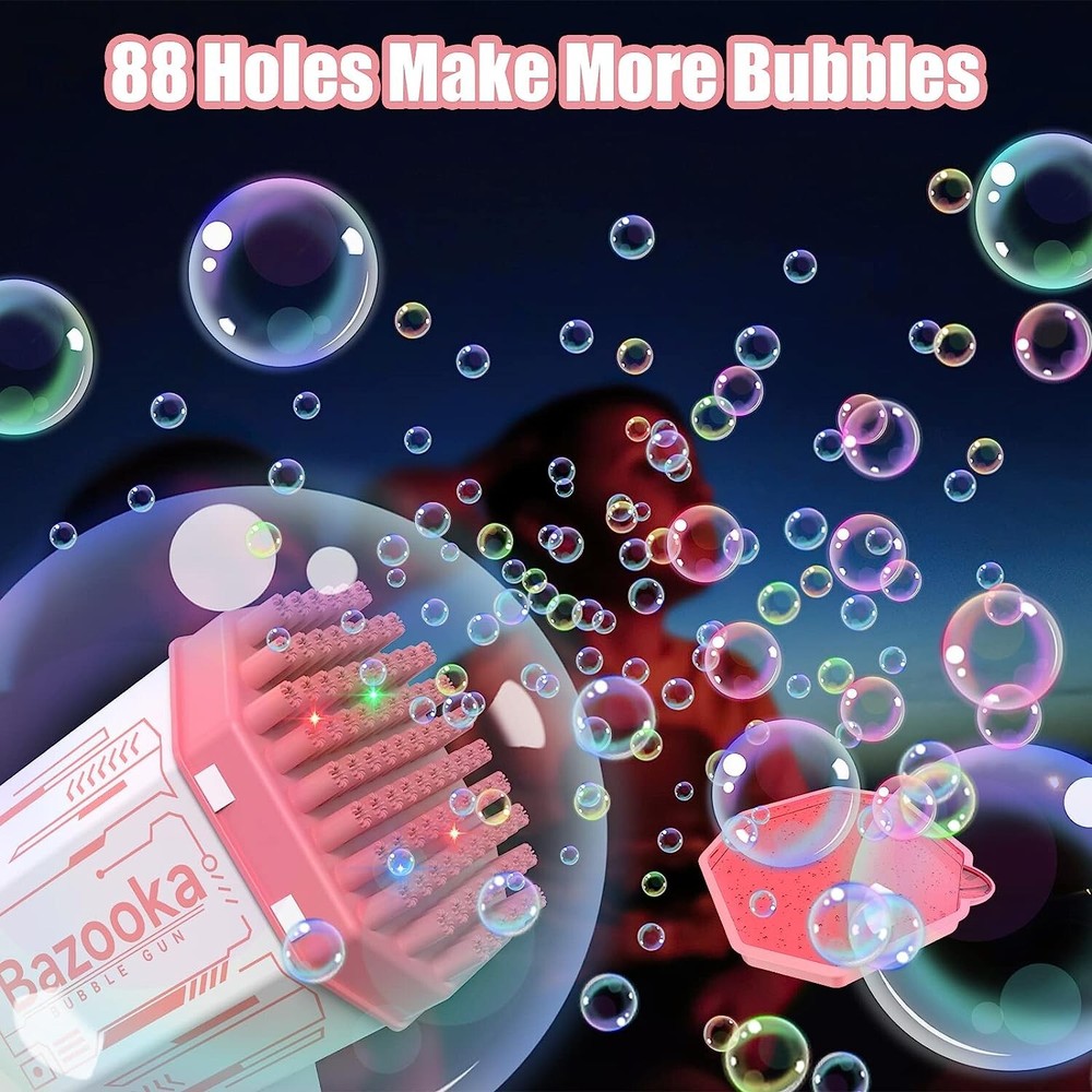 88Hole Magic Rocket Launcher Pink Bubble Gun Bubble Bazooka Bubble Machine Gift