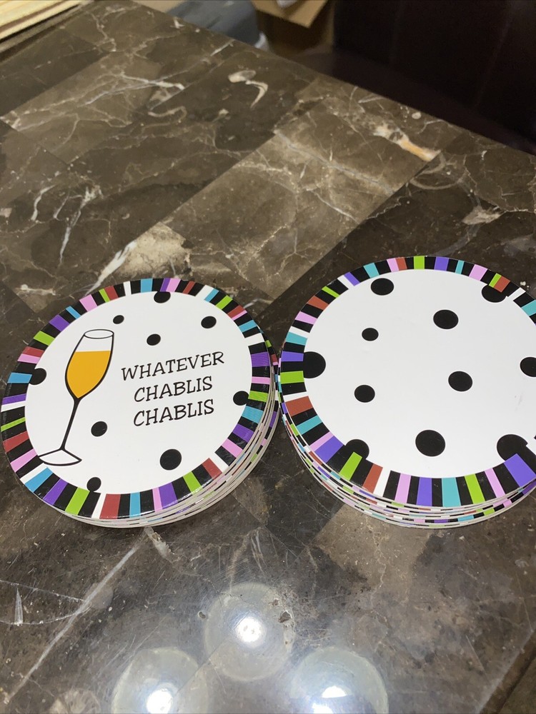 "Whatever Chablis Chablis" Coaster 12piece Set Reversible