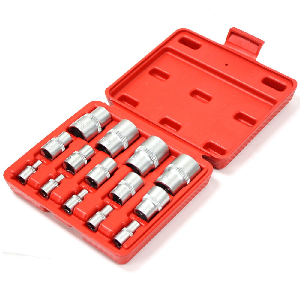 14 pc E Type Torx Star Female Socket Set 1/4" 3/8" & 1/2" Drive E4 - E24