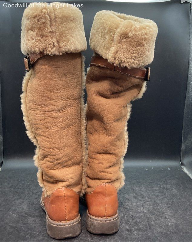 Born Brown Leather Shearling Tall Boots - Size 6