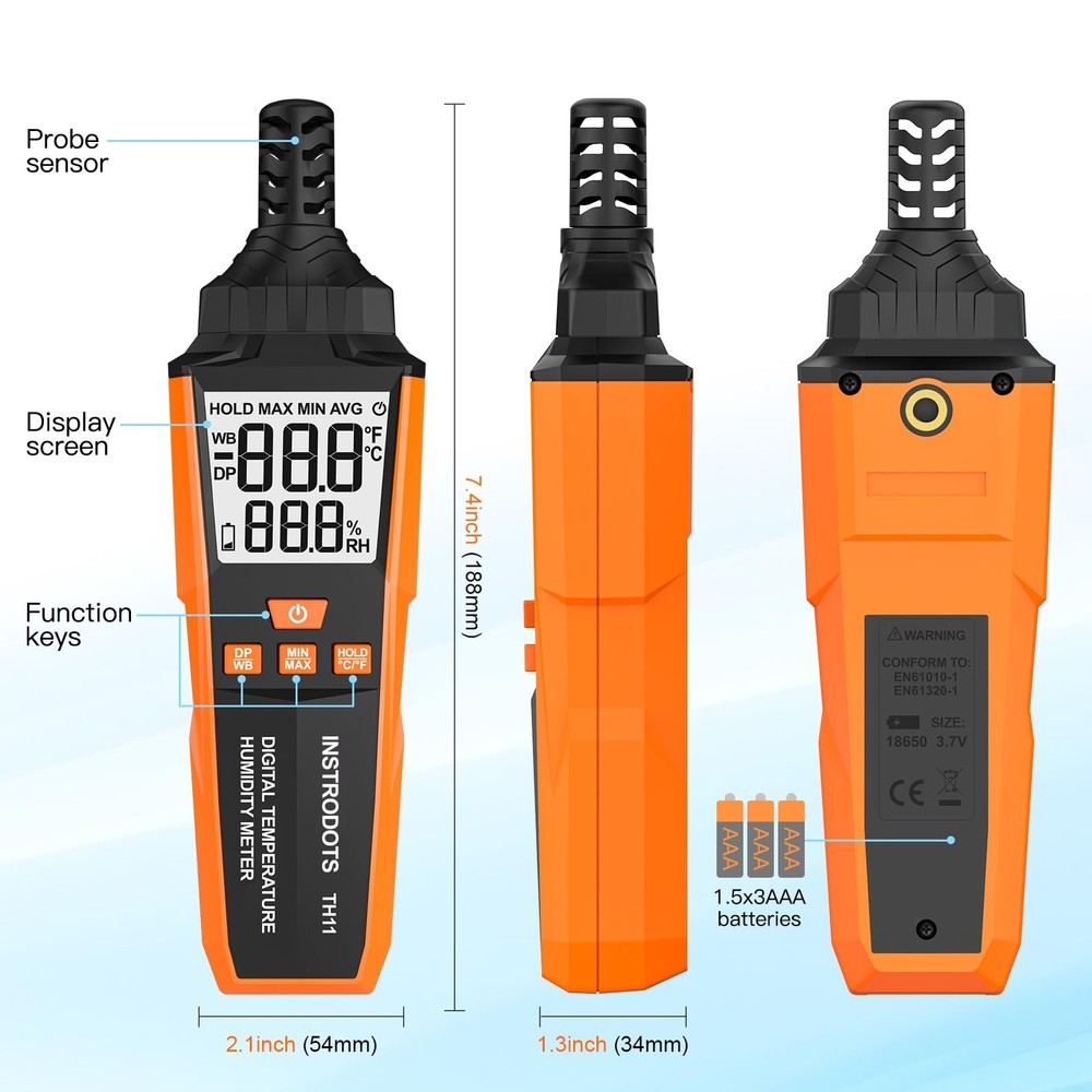 Temperature Humidity Meter, High Precision Digital Hygrometer with Ambient, D...