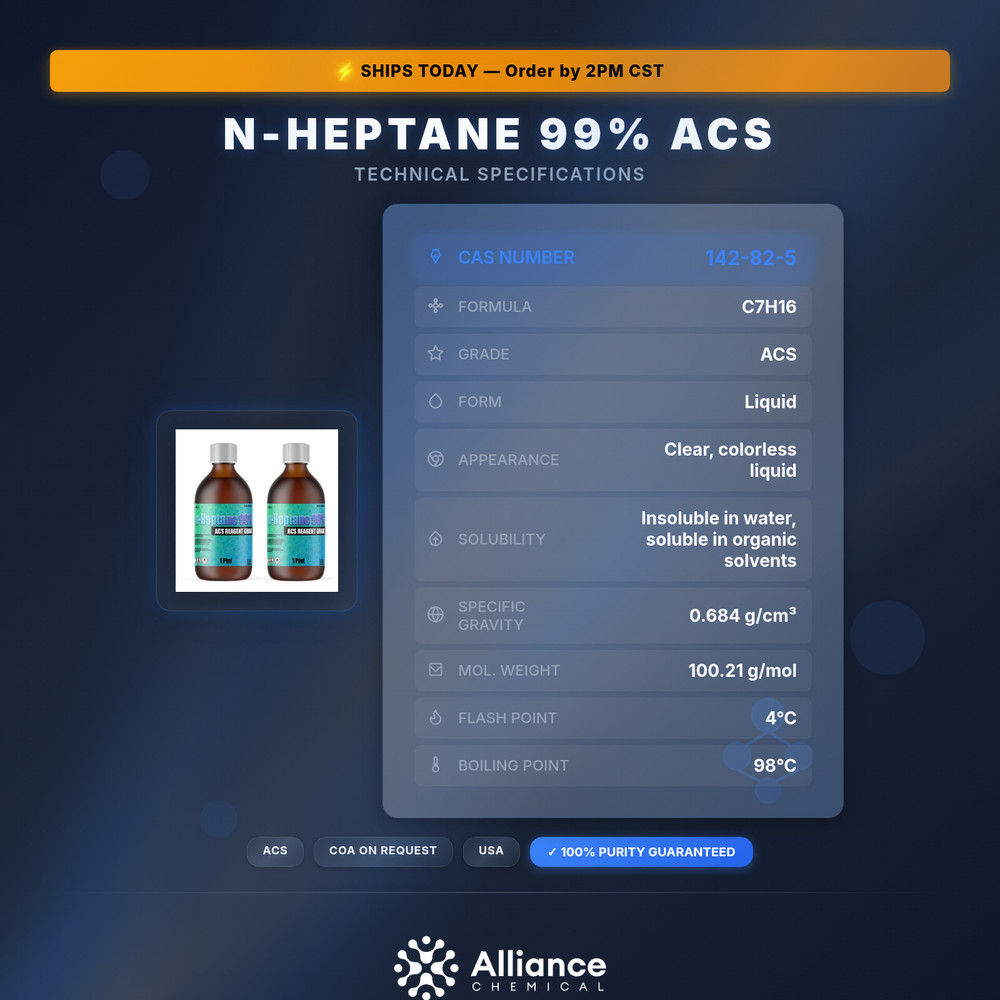 n-Heptane 99% ACS - 2 Pints